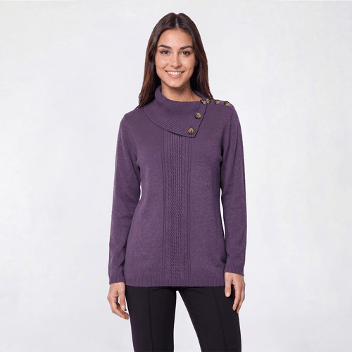 Petite Napa Valley Long Sleeve Solid Rib Knit Button Sweater alternate view